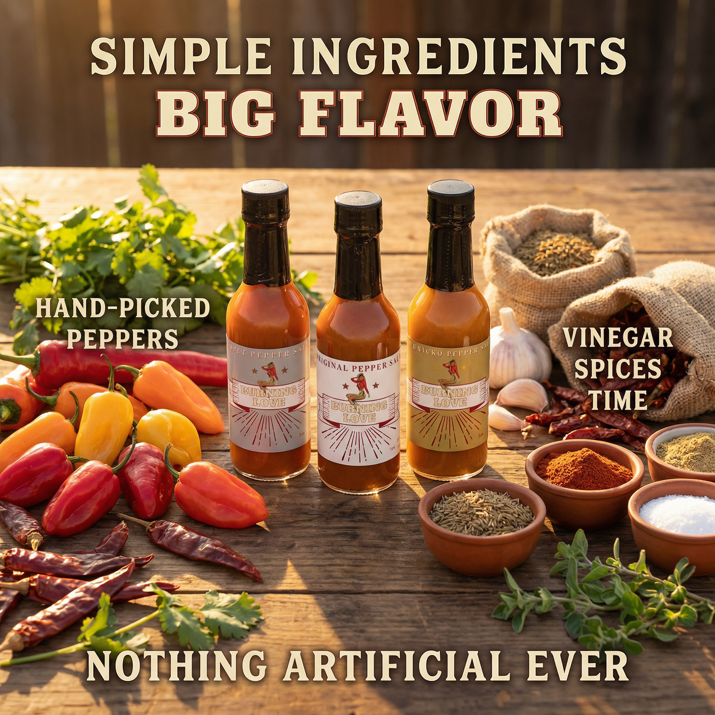 Hot Sauce 3-Pack Gift Set - Original, Habanero & Sweet Heat | Small Batch Restaurant Made | Lady May