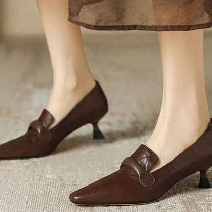 Women's Retro French Kitten Heel Mules – Pointed Toe Slip-On Shoes