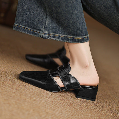 Retro Closed Toe Half Slippers