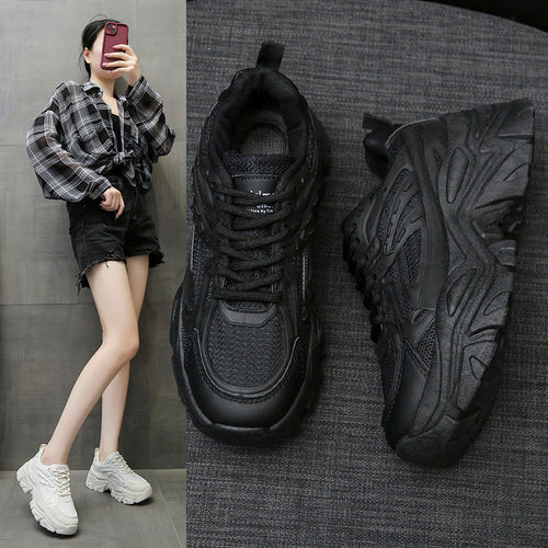 Thick-Bottom Breathable White Shoes for Women — Stylish & Cushioned