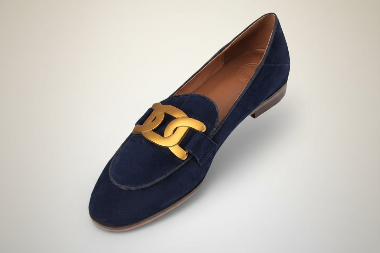 Women’s Retro Metal Buckle Slip-On Loafer Shoes