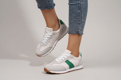 Women’s Round Toe Lace-Up Sneakers – Casual Thick Sole Height-Enhancing Shoes