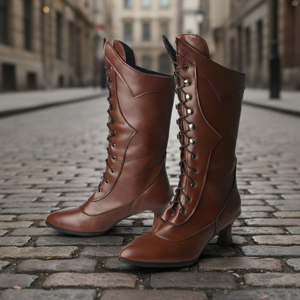 Lace-Up Martin Boots | Round Toe Wine-Cup Heel | Large-Size Women’s Boots