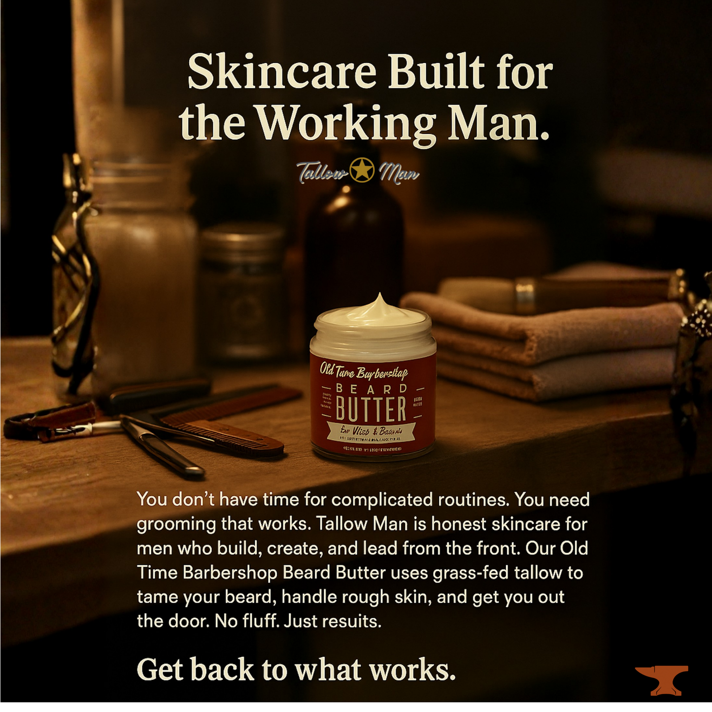 Tallow Man Bay Rum Beard + Body Butter | Men's Grooming | Grass-Fed Tallow | 9oz