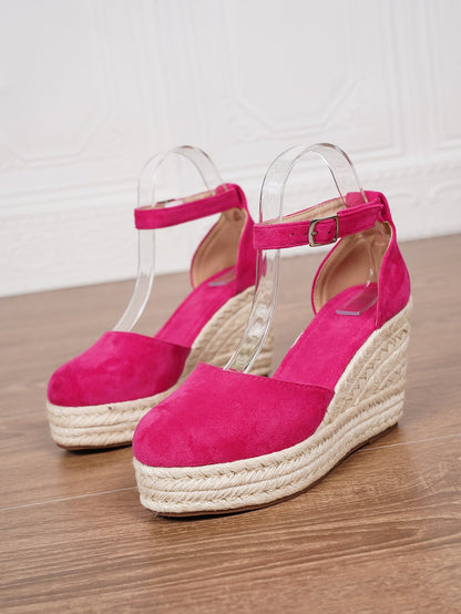 Platform Espadrille Sandals With Ankle Strap – Women's Chunky Heel Buckle Sandals