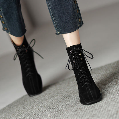 Women’s Square Toe Martin Boots – All-Match Casual Ankle Boots