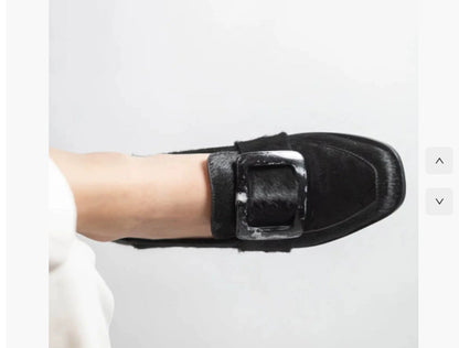 Vintage Square-Button Low-Cut Loafers — Women’s Elegant Slip-On Shoes