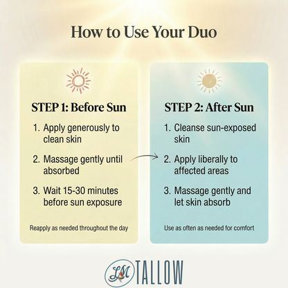 Tallow Sun Care Duo - Natural Before & After Sun Cream Gift Set with Zinc Oxide