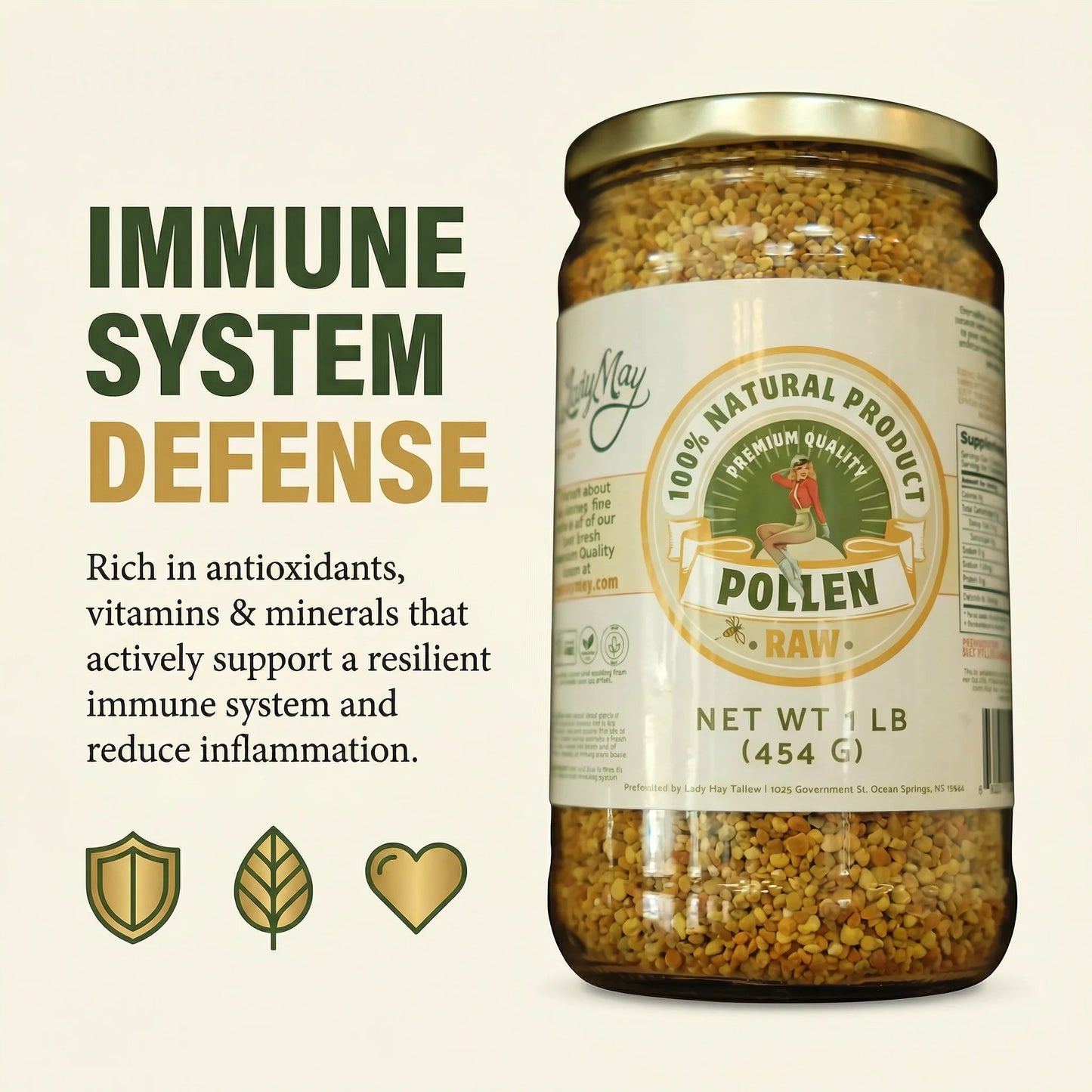 Honeymakers Raw Bee Pollen Granules by The Lady May – 100% Pure, Unheated Natural Superfood for Energy, Immune Support & Digestion – Non-GMO, Gluten-Free, Rich in Protein & Antioxidants (24 oz)