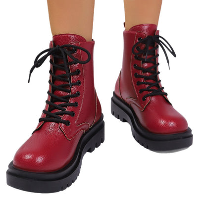 Women’s Plus Size Chunky Sole Lace-Up Ankle Boots
