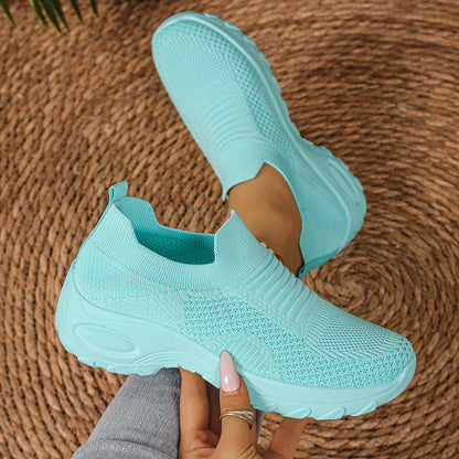 Women's Breathable Mesh Slip-On Flat Shoes – Lightweight Casual Round-Toe Flats