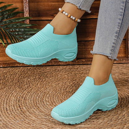 Women's Breathable Mesh Slip-On Flat Shoes – Lightweight Casual Round-Toe Flats